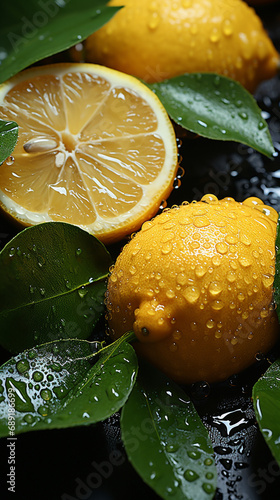 by godly realistic close up, photo realism, delicious, lemon and water created with Generative Ai