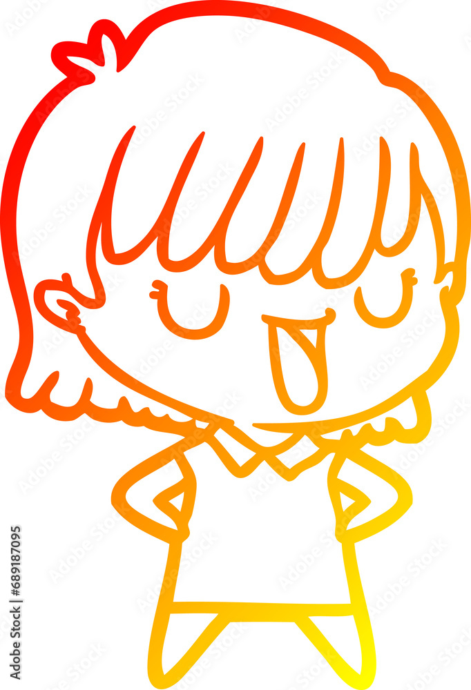 warm gradient line drawing of a cartoon woman warm gradient line drawing of a cartoon woman