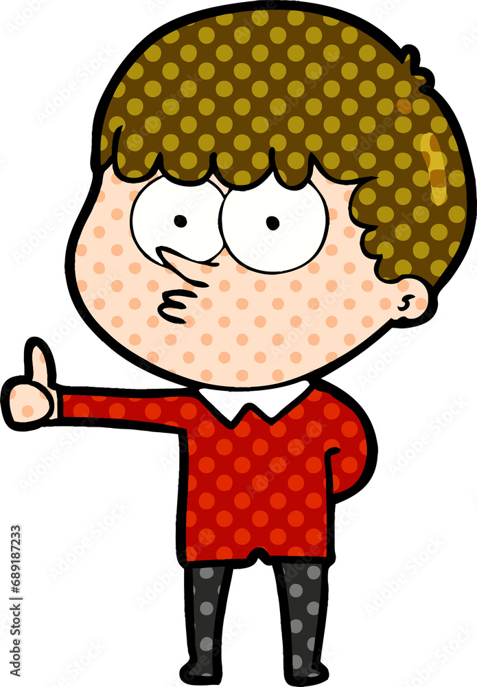 cartoon curious boy giving thumbs up sign cartoon curious boy giving thumbs up sign
