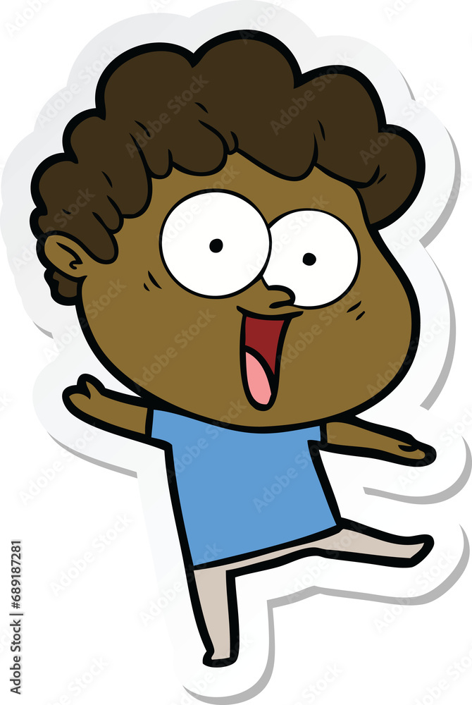 sticker of a cartoon happy man sticker of a cartoon happy man