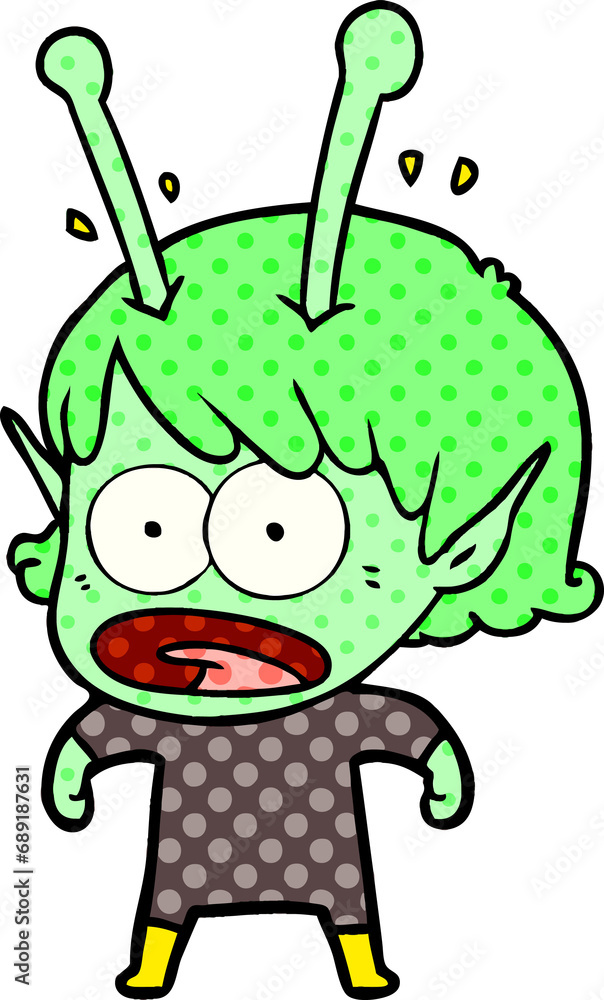 Fototapeta premium cartoon shocked alien girl