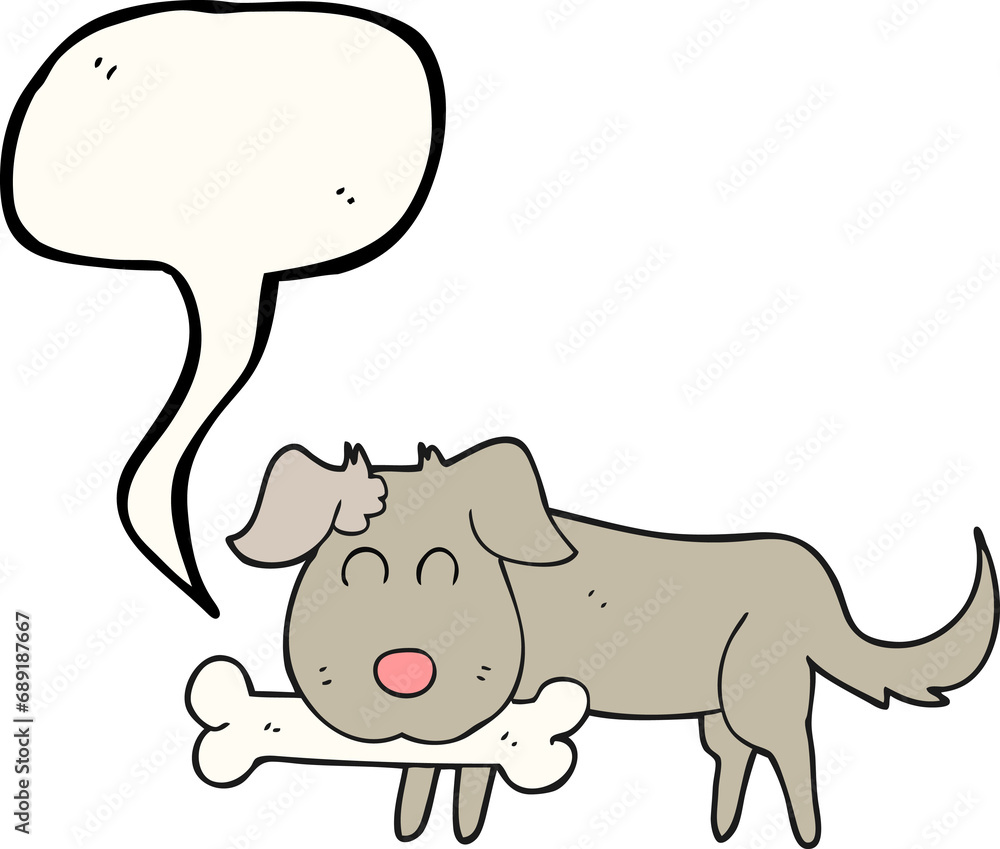 freehand drawn speech bubble cartoon dog with bone freehand drawn speech bubble cartoon dog with bone