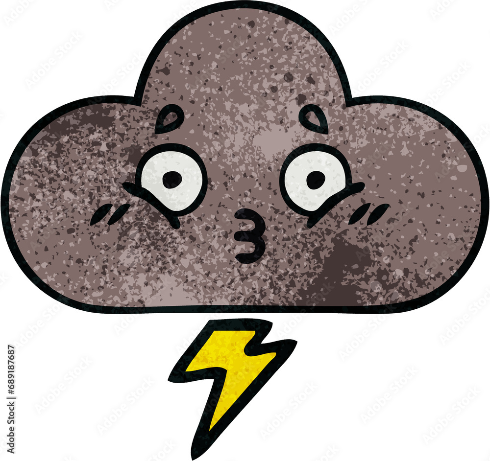 retro grunge texture cartoon of a storm cloud retro grunge texture cartoon of a storm cloud