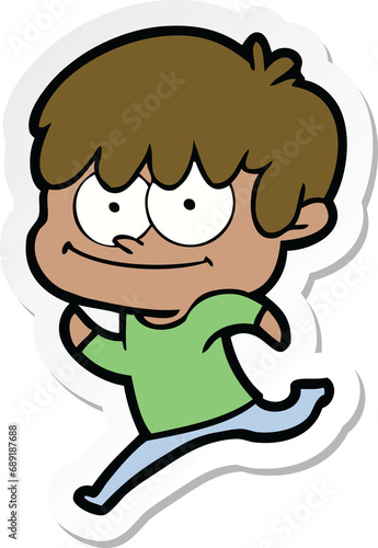 sticker of a happy cartoon man