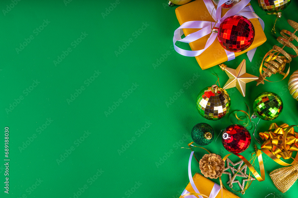 Bright green Christmas New Year background