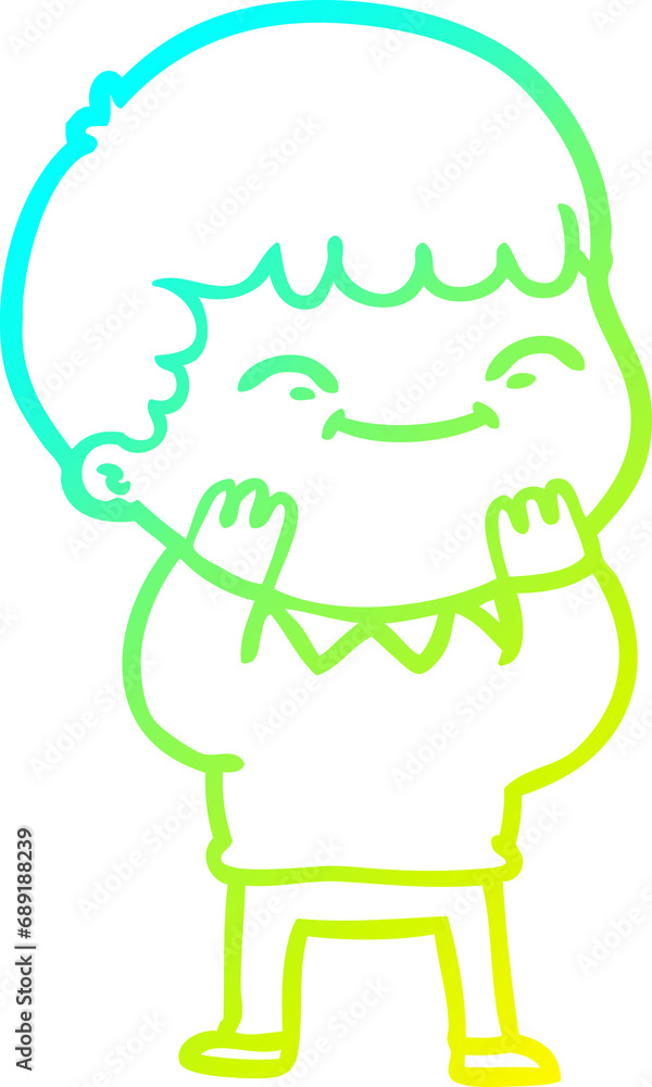 cold gradient line drawing of a cartoon happy boy cold gradient line drawing of a cartoon happy boy