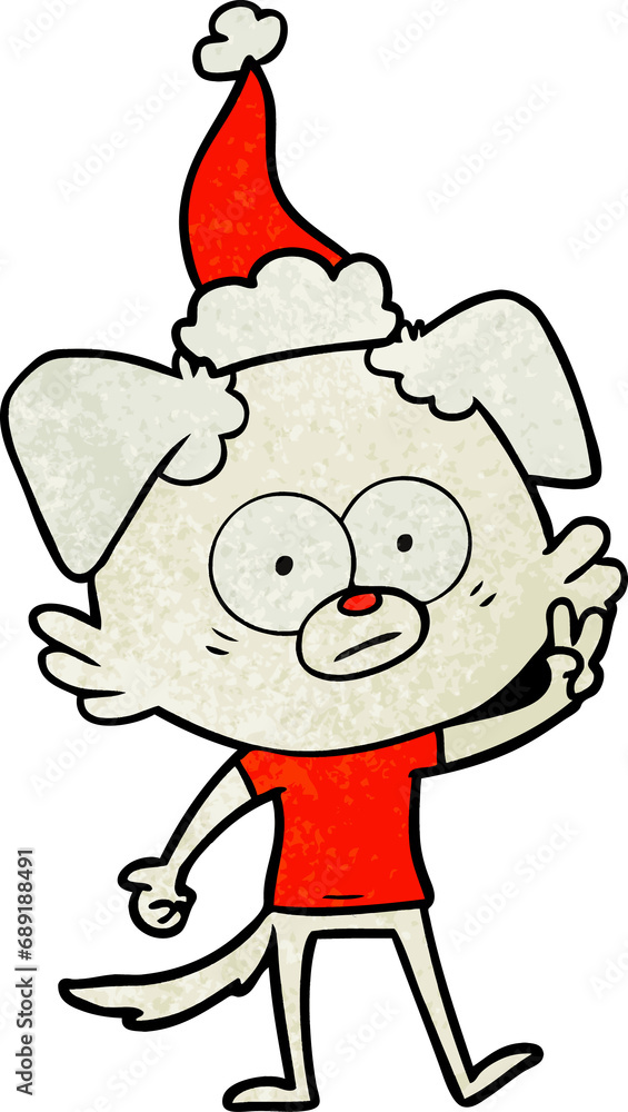 nervous dog in t shirt wearing santa hat nervous dog in t shirt wearing santa hat