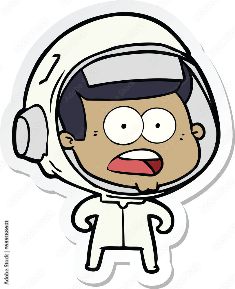sticker of a cartoon surprised astronaut