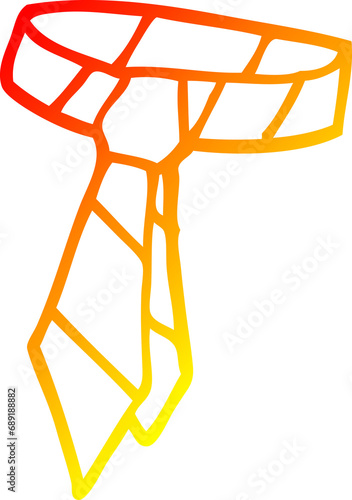 warm gradient line drawing of a cartoon striped tie