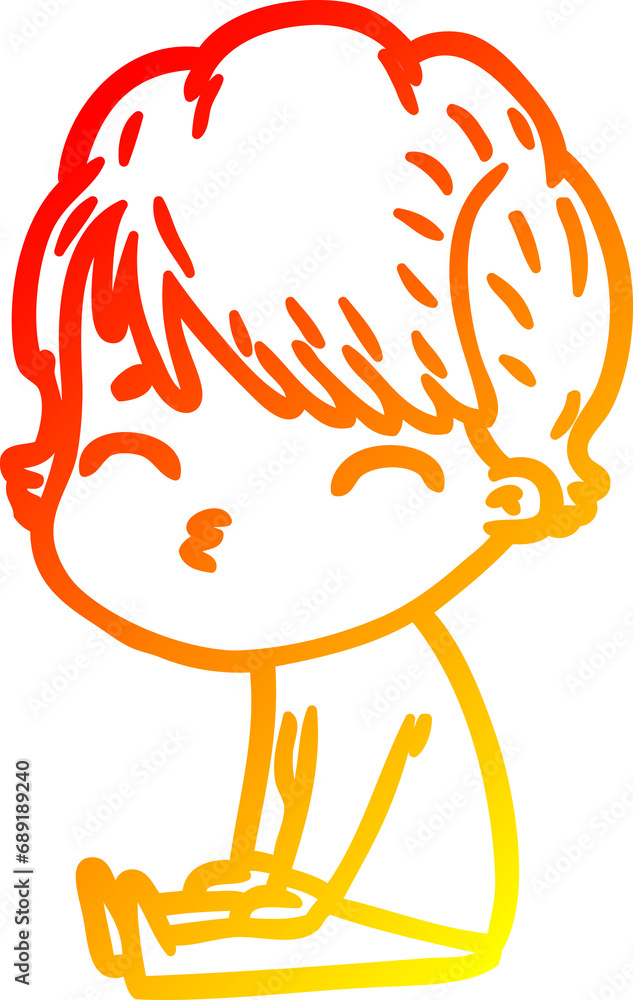 warm gradient line drawing of a cartoon woman thinking warm gradient line drawing of a cartoon woman thinking