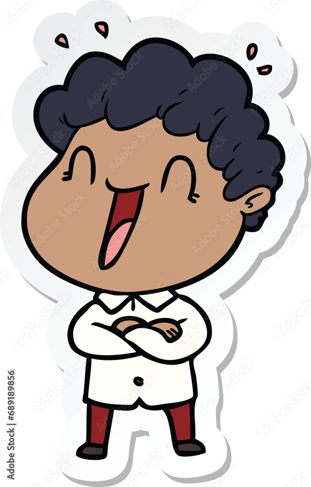 sticker of a cartoon happy man sticker of a cartoon happy man