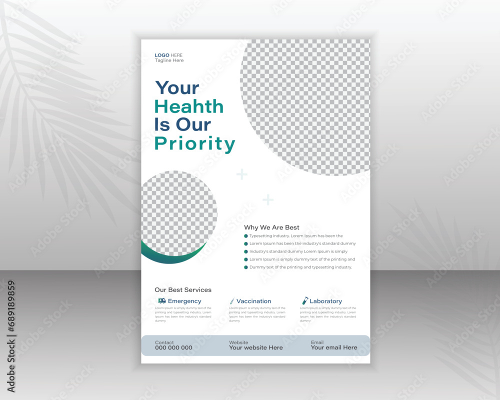 Medical Flyer Design Template For Your Business With Abstract Shapes Medical Flyer Design Template For Your Business With Abstract Shapes