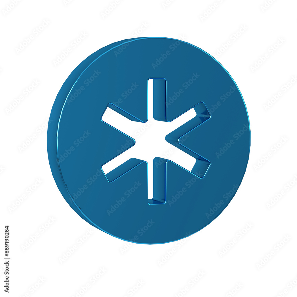 Blue Medical symbol of the Emergency - Star of Life icon isolated on transparent background. Blue Medical symbol of the Emergency - Star of Life icon isolated on transparent background.