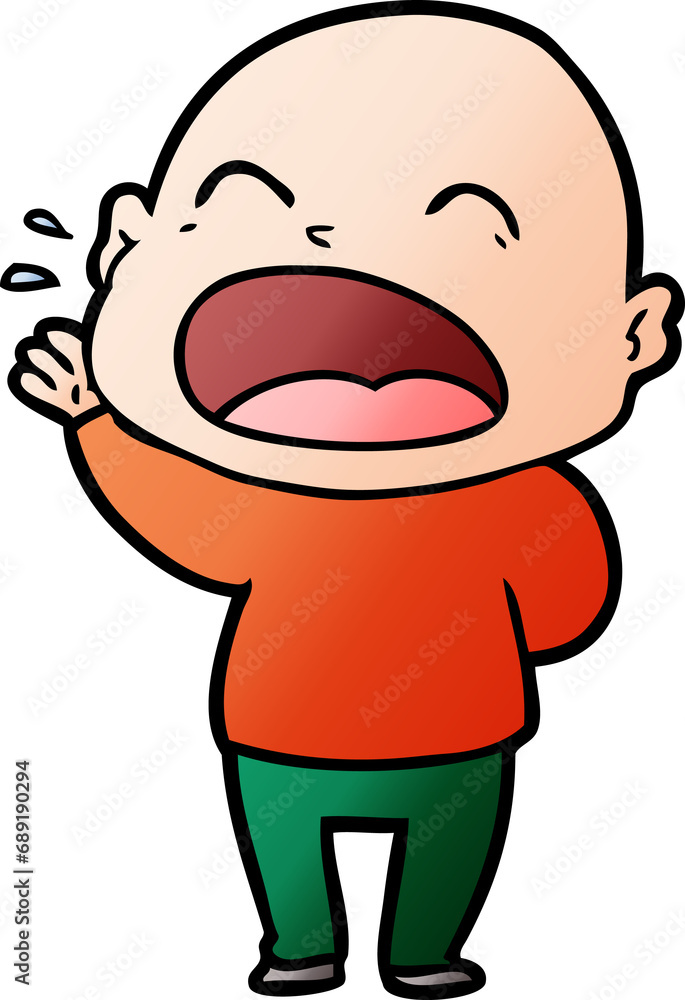 Obraz premium cartoon shouting bald man