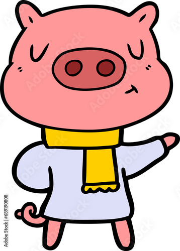 Wallpaper Mural cartoon content pig in winter attire Torontodigital.ca