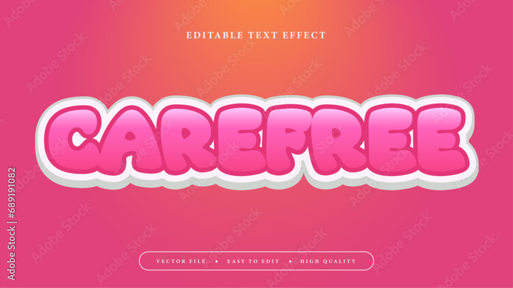 Editable text effect. Carefree pink text.