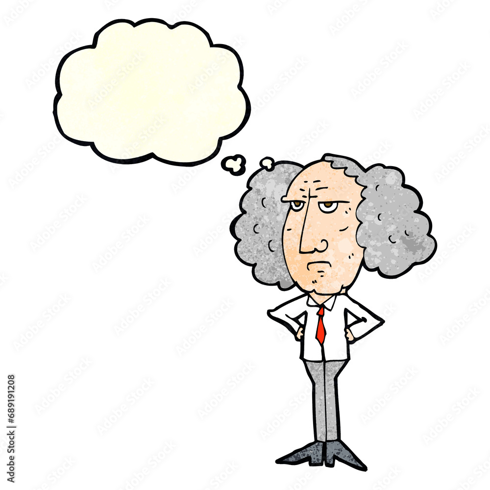 cartoon big hair lecturer man with thought bubble cartoon big hair lecturer man with thought bubble