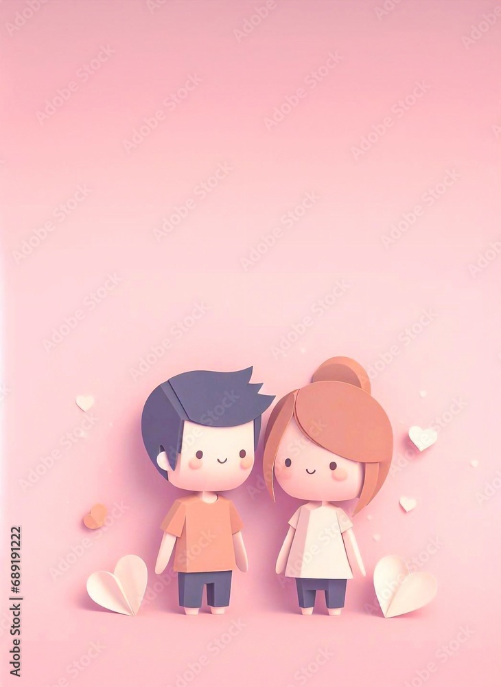 couple made from paper cutting,Valentine's Day generative ai illustration art couple made from paper cutting,Valentine's Day generative ai illustration art