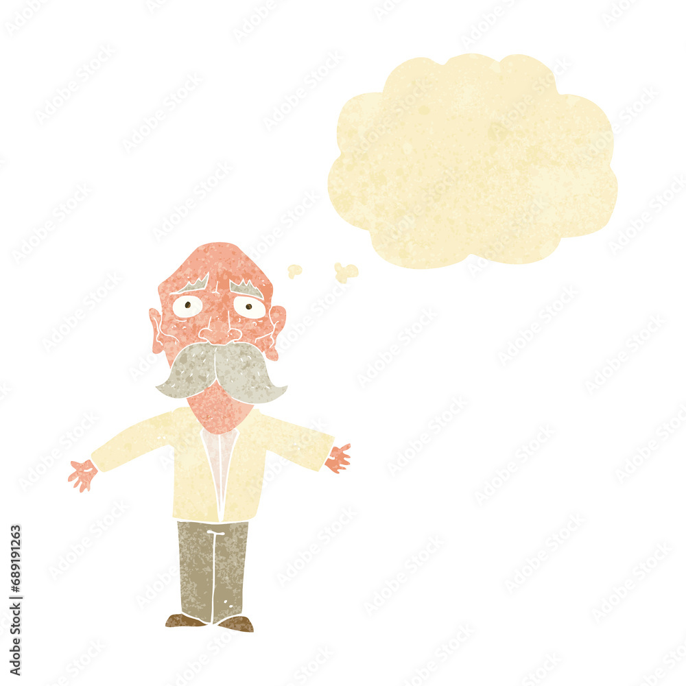 cartoon disappointed old man with thought bubble cartoon disappointed old man with thought bubble