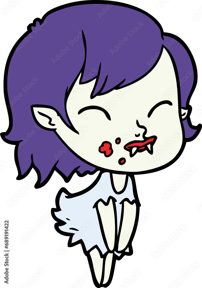 cartoon vampire girl with blood on cheek cartoon vampire girl with blood on cheek