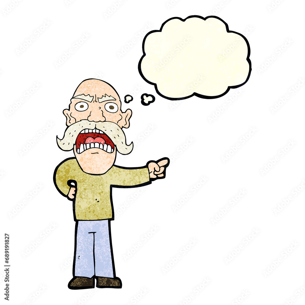 cartoon angry old man with thought bubble cartoon angry old man with thought bubble