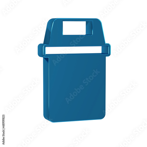 Blue Trash can icon isolated on transparent background. Garbage bin sign. Recycle basket icon. Office trash icon. © Kostiantyn