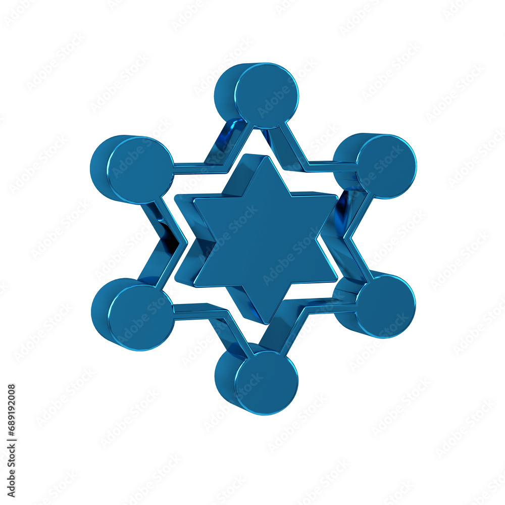 Blue Hexagram sheriff icon isolated on transparent background. Police badge icon. Blue Hexagram sheriff icon isolated on transparent background. Police badge icon.