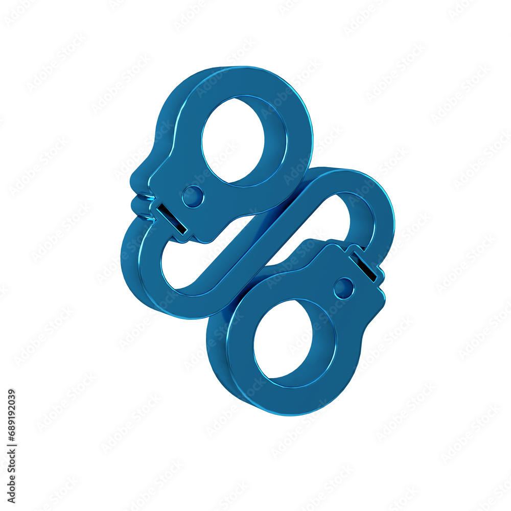 Blue Handcuffs icon isolated on transparent background. Blue Handcuffs icon isolated on transparent background.
