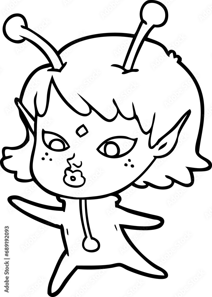 Obraz premium pretty cartoon alien girl