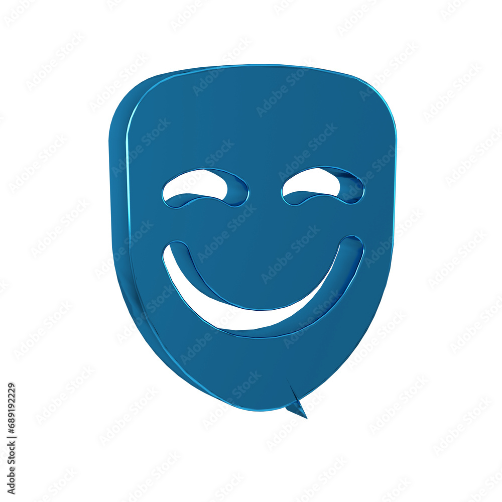 Blue Comedy theatrical mask icon isolated on transparent background. Blue Comedy theatrical mask icon isolated on transparent background.