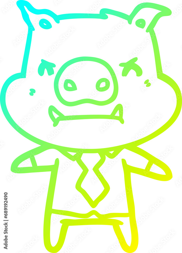 cold gradient line drawing of a angry cartoon pig boss cold gradient line drawing of a angry cartoon pig boss