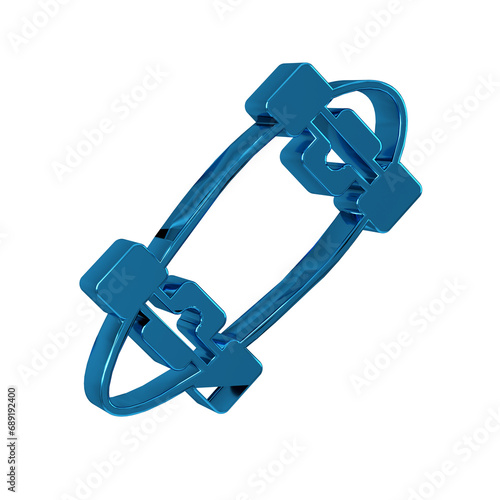 Blue Longboard or skateboard cruiser icon isolated on transparent background. Extreme sport. Sport equipment.