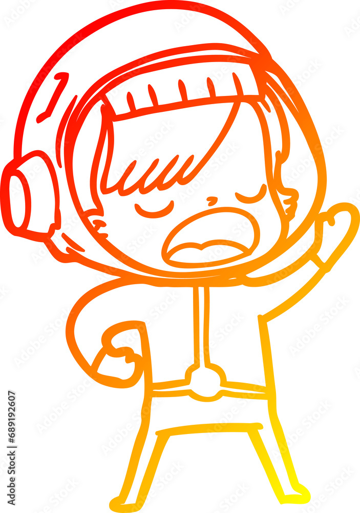 warm gradient line drawing of a cartoon talking astronaut warm gradient line drawing of a cartoon talking astronaut