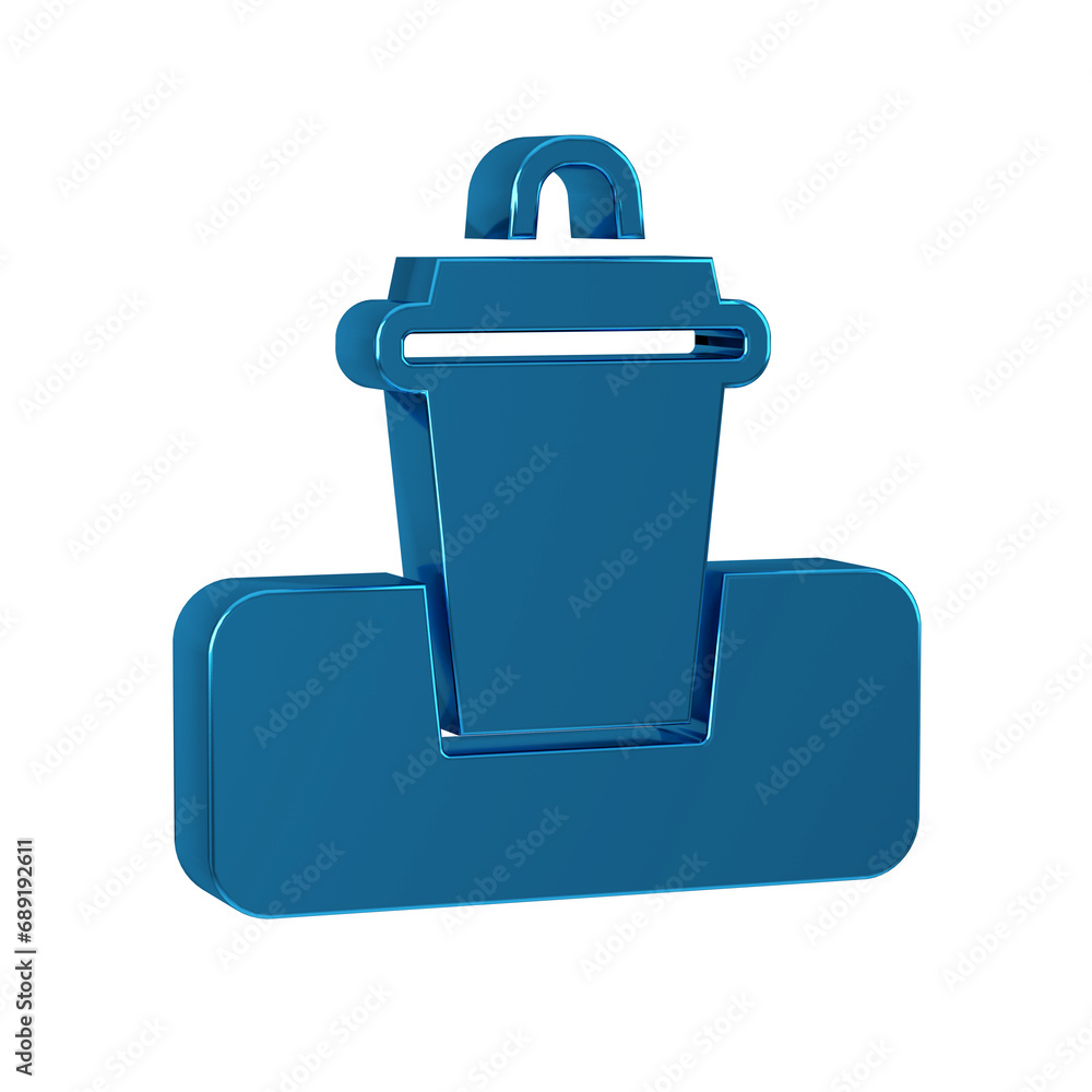 Obraz premium Blue Trash can icon isolated on transparent background. Garbage bin sign. Recycle basket icon. Office trash icon.