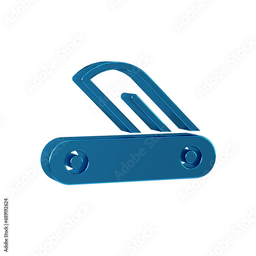 Blue Swiss army knife icon isolated on transparent background. Multi-tool, multipurpose penknife. Multifunctional tool. photo