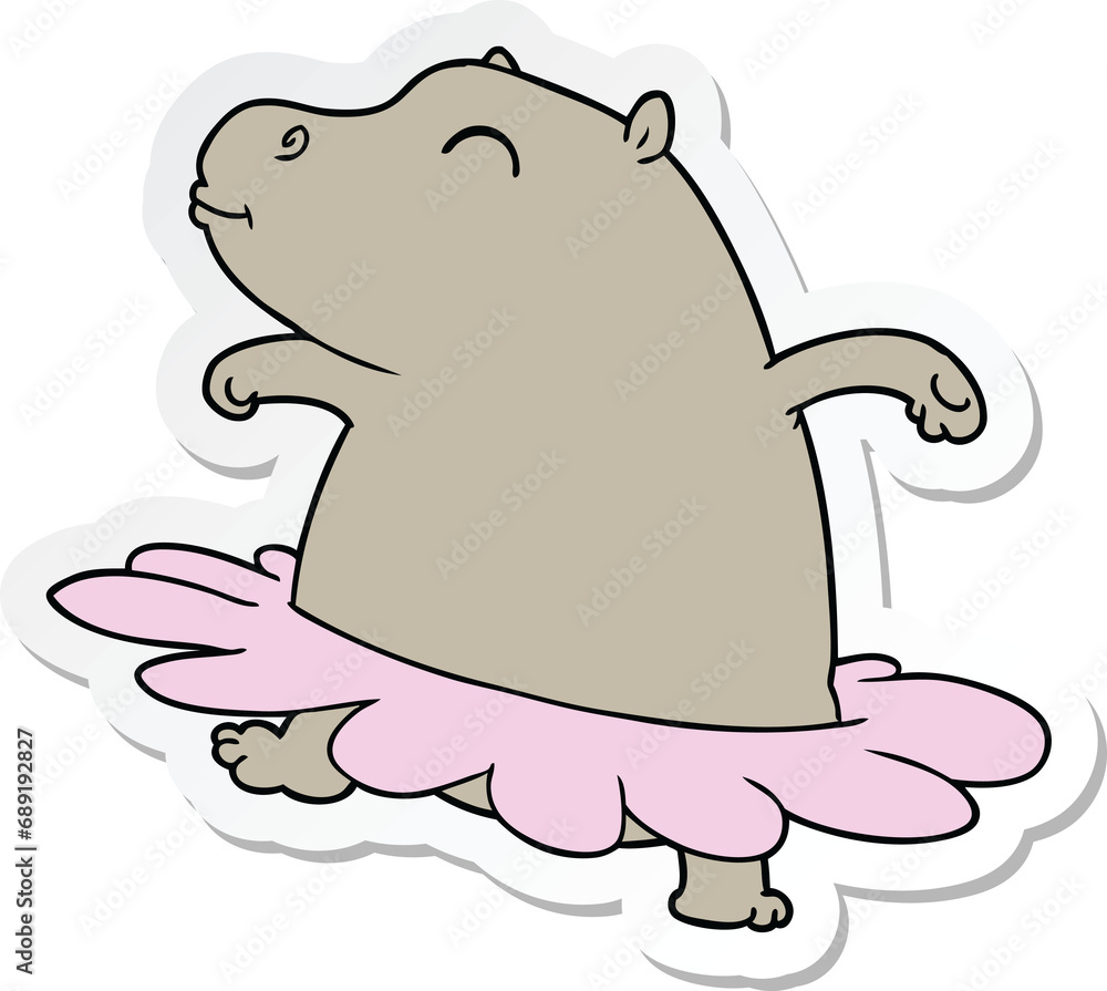 sticker of a cartoon hippo ballerina sticker of a cartoon hippo ballerina