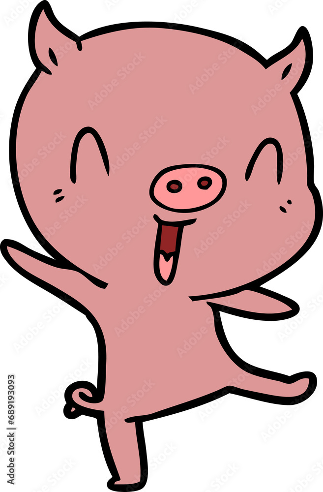 Fototapeta premium cartoon pig dancing