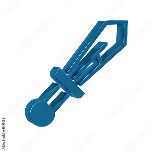 Blue Medieval sword icon isolated on transparent background. Medieval weapon.