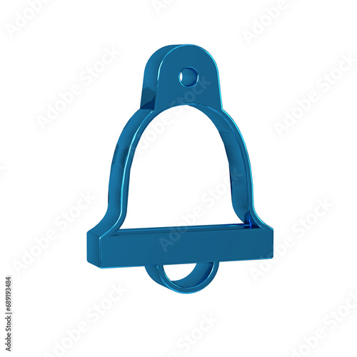 Blue Church bell icon isolated on transparent background. Alarm symbol, service bell, handbell sign, notification symbol.