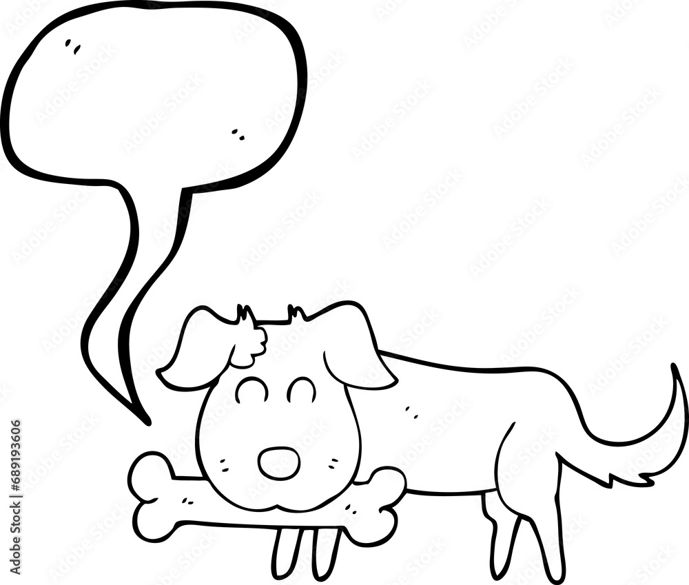 freehand drawn speech bubble cartoon dog with bone freehand drawn speech bubble cartoon dog with bone