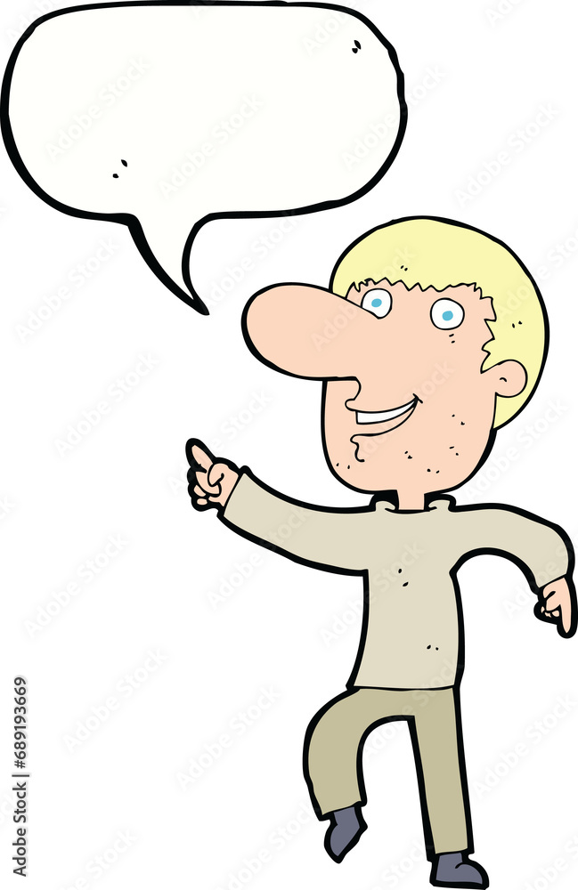 cartoon happy man dancing with speech bubble cartoon happy man dancing with speech bubble