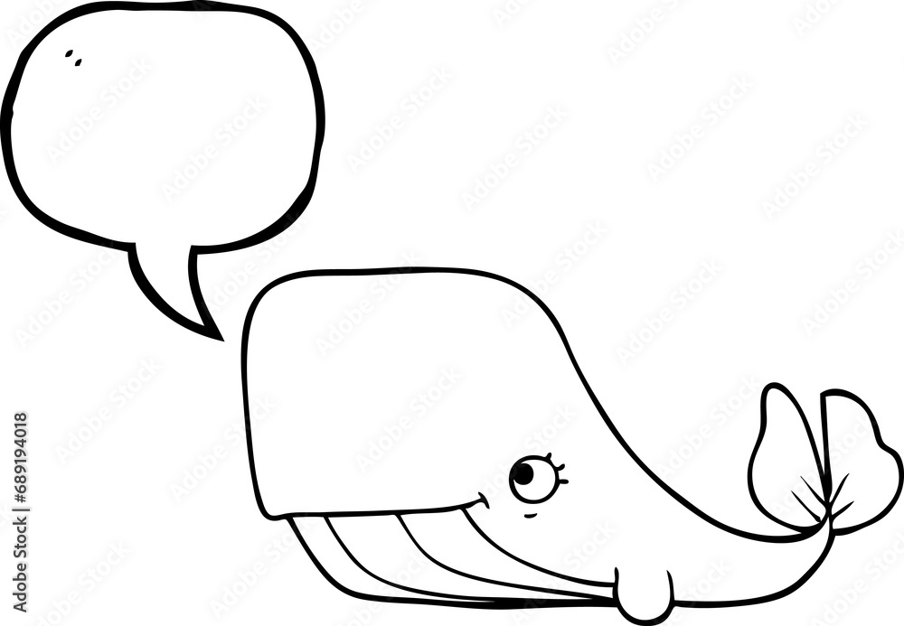 freehand drawn speech bubble cartoon happy whale freehand drawn speech bubble cartoon happy whale