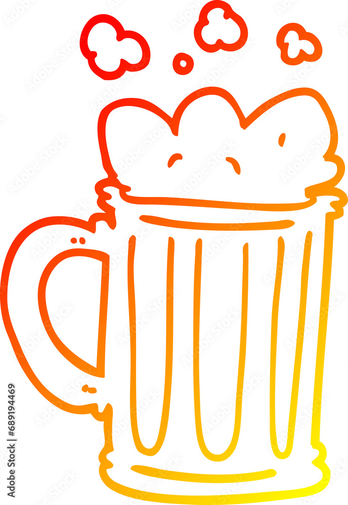 warm gradient line drawing of a cartoon pint of beer warm gradient line drawing of a cartoon pint of beer