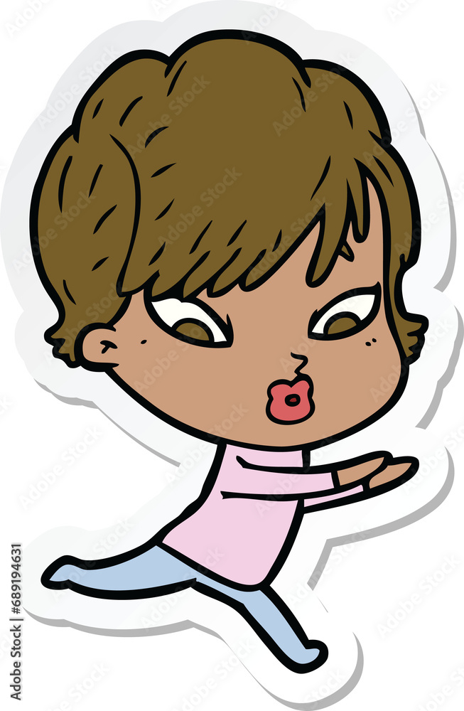 sticker of a cartoon woman sticker of a cartoon woman