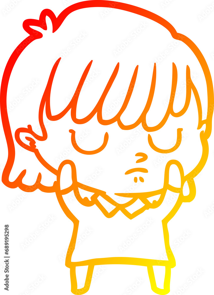 warm gradient line drawing of a cartoon woman warm gradient line drawing of a cartoon woman