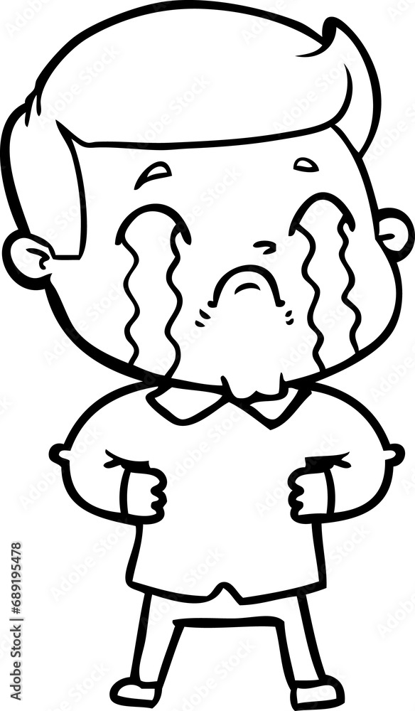 Obraz premium cartoon man crying
