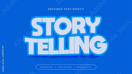 Editable text effect. Story telling blue text.