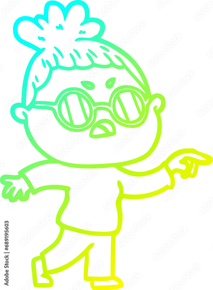 cold gradient line drawing of a cartoon annoyed woman cold gradient line drawing of a cartoon annoyed woman
