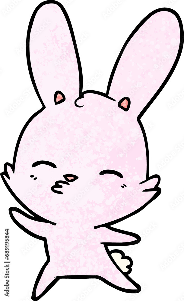Obraz premium curious waving bunny cartoon