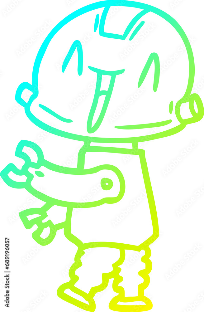 cold gradient line drawing of a cartoon robot cold gradient line drawing of a cartoon robot